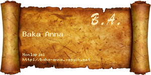 Baka Anna névjegykártya