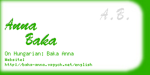 anna baka business card